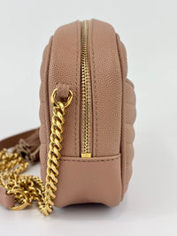 Mini Lou Camera Bag in Vintage Peach Matelassé Grain de Poudre