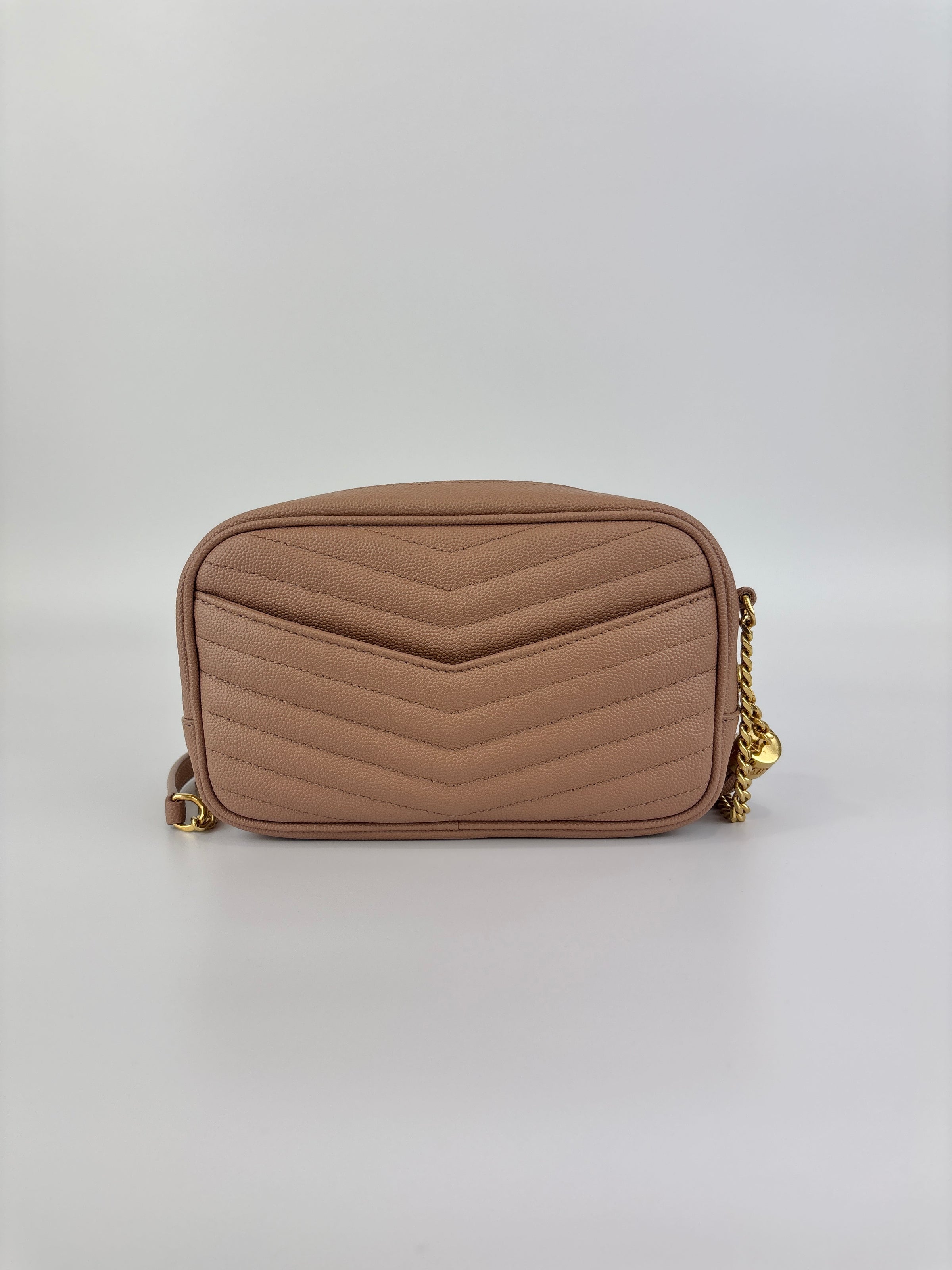 Mini Lou Camera Bag in Vintage Peach Matelassé Grain de Poudre