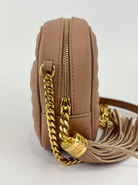 Mini Lou Camera Bag in Vintage Peach Matelassé Grain de Poudre