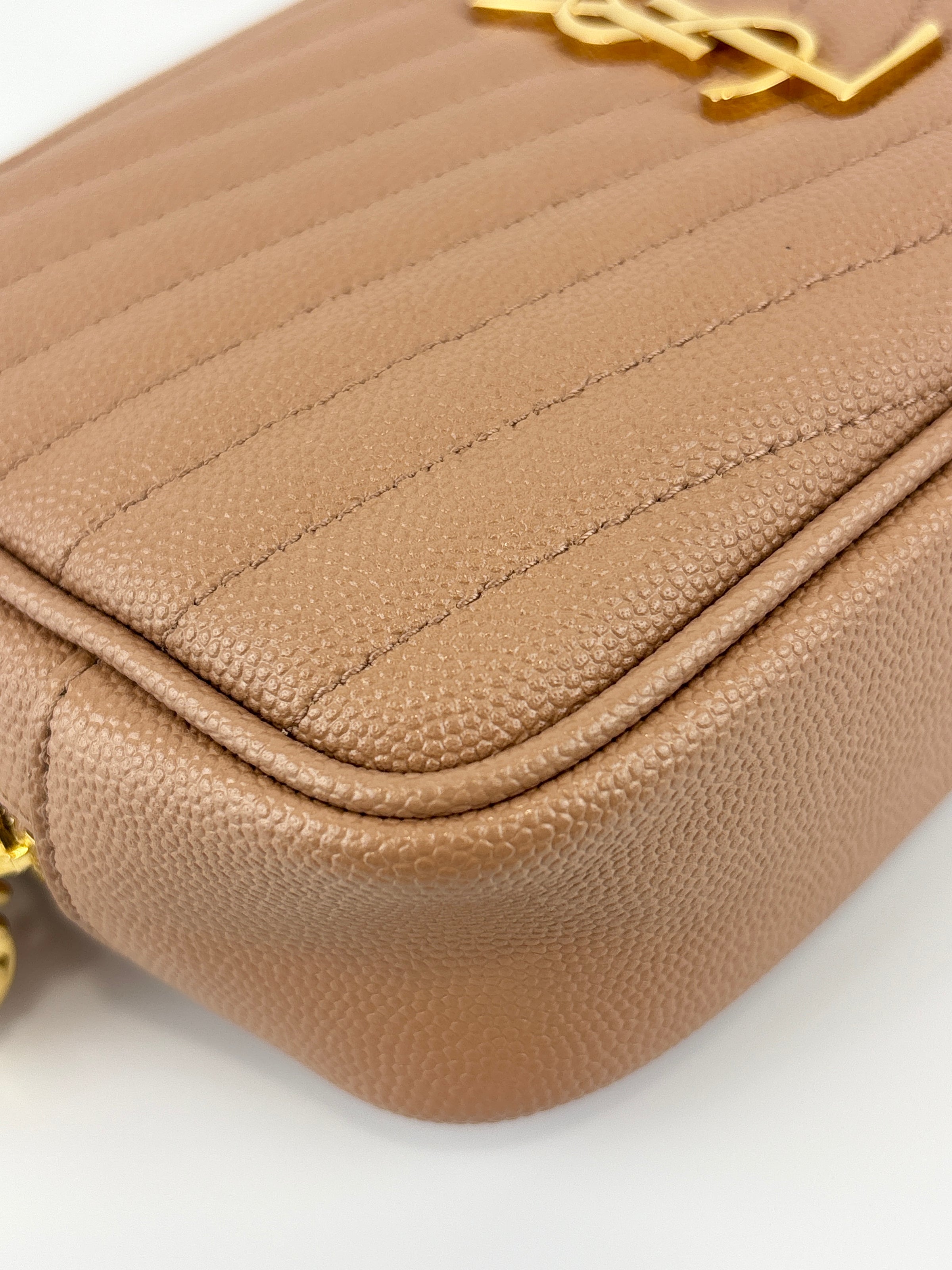 Mini Lou Camera Bag in Vintage Peach Matelassé Grain de Poudre