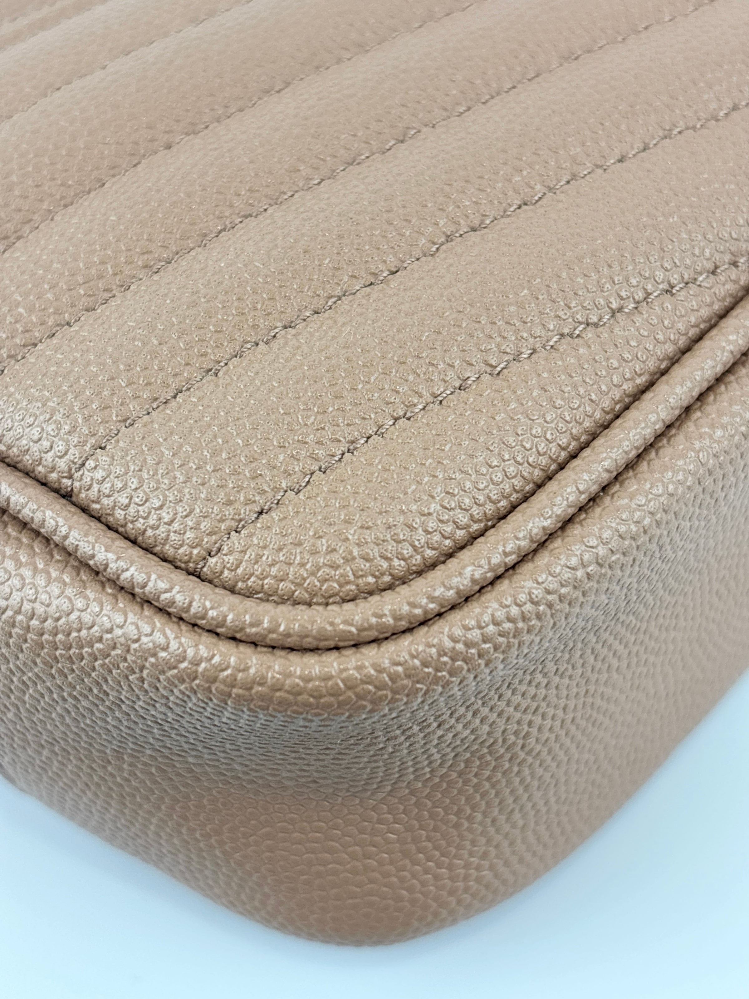 Mini Lou Camera Bag in Vintage Peach Matelassé Grain de Poudre