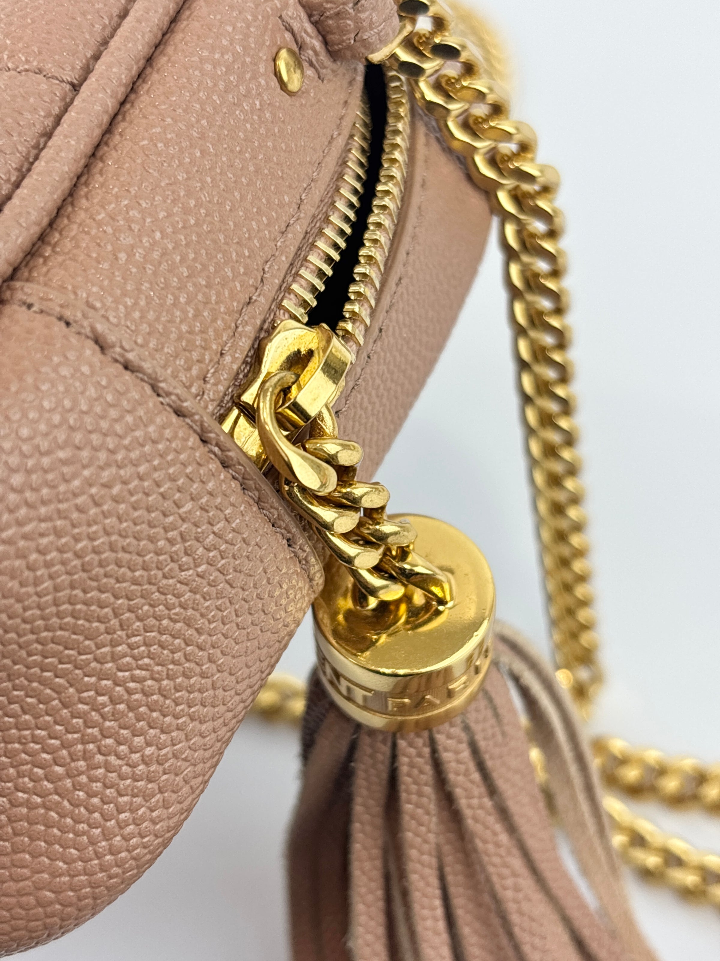 Mini Lou Camera Bag in Vintage Peach Matelassé Grain de Poudre