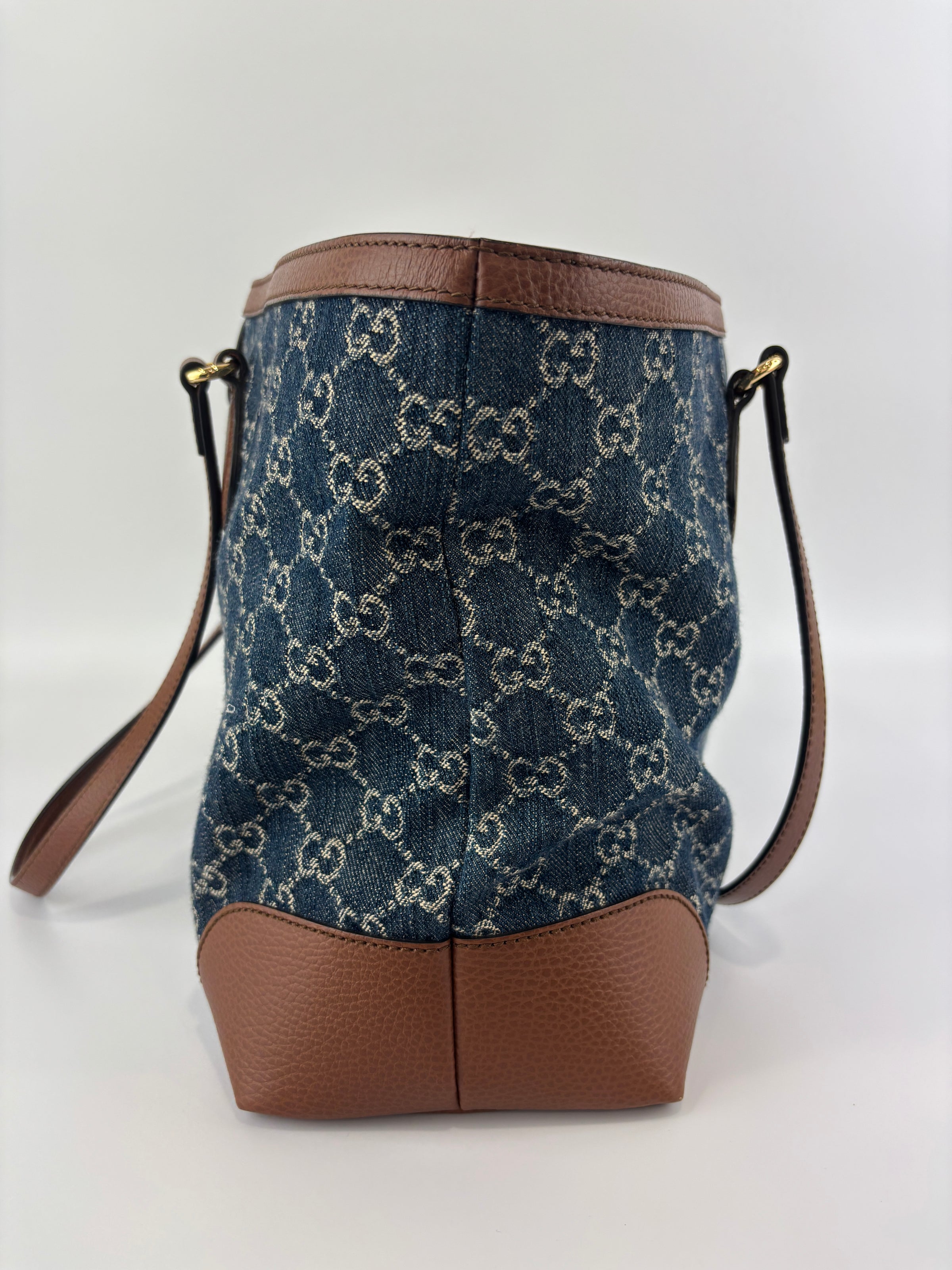 Ophidia GG Medium Tote in Blue Denim