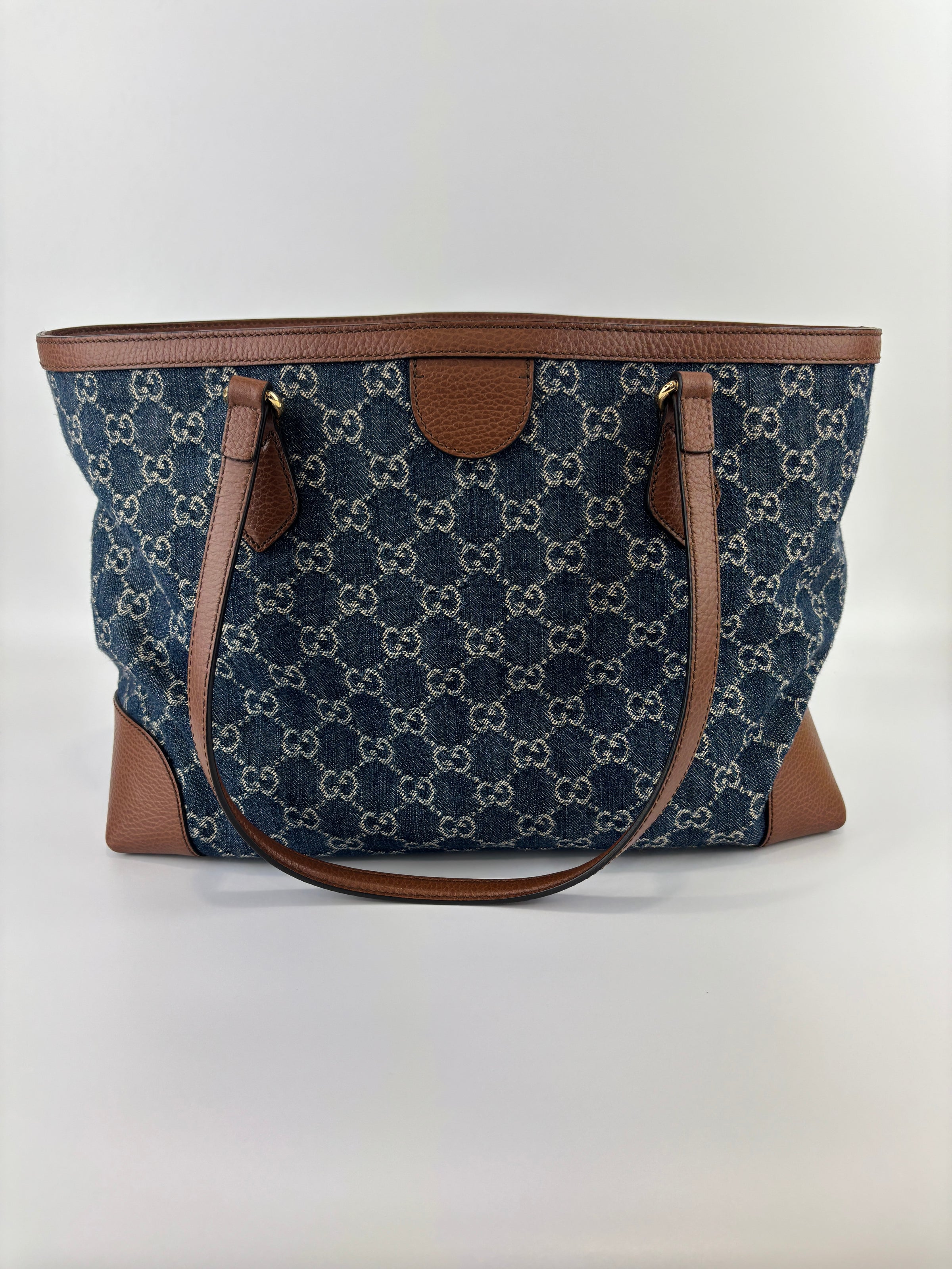 Ophidia GG Medium Tote in Blue Denim
