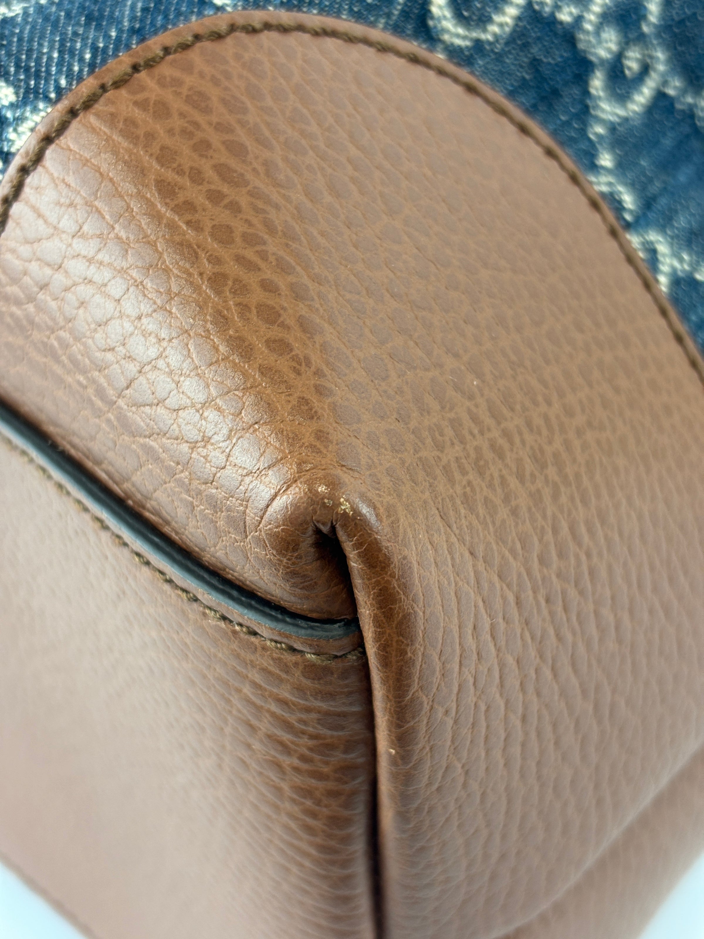 Ophidia GG Medium Tote in Blue Denim