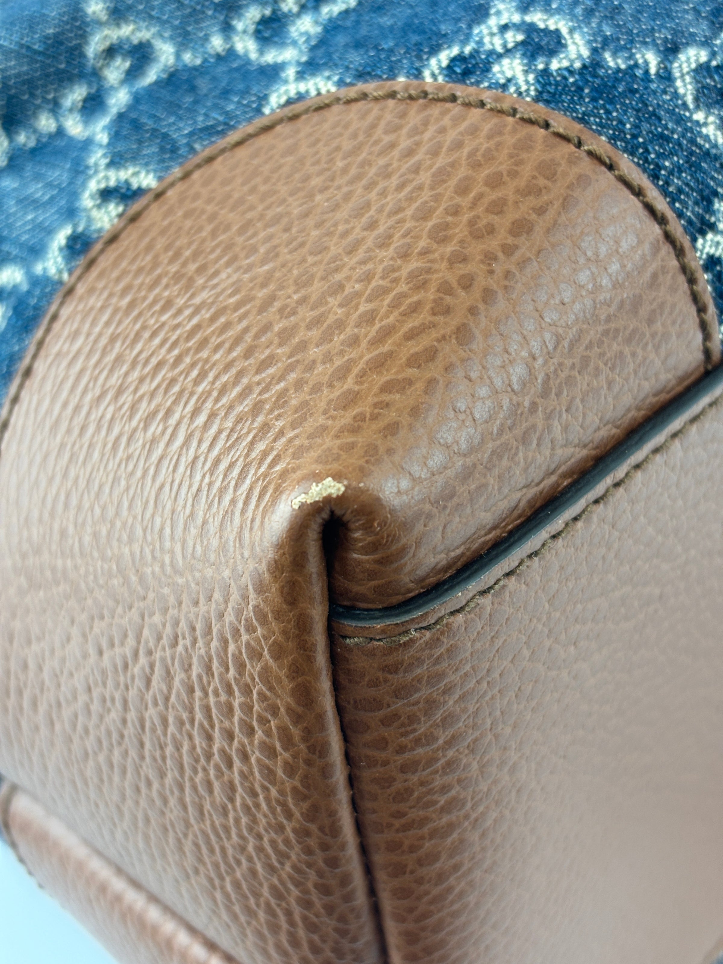 Ophidia GG Medium Tote in Blue Denim