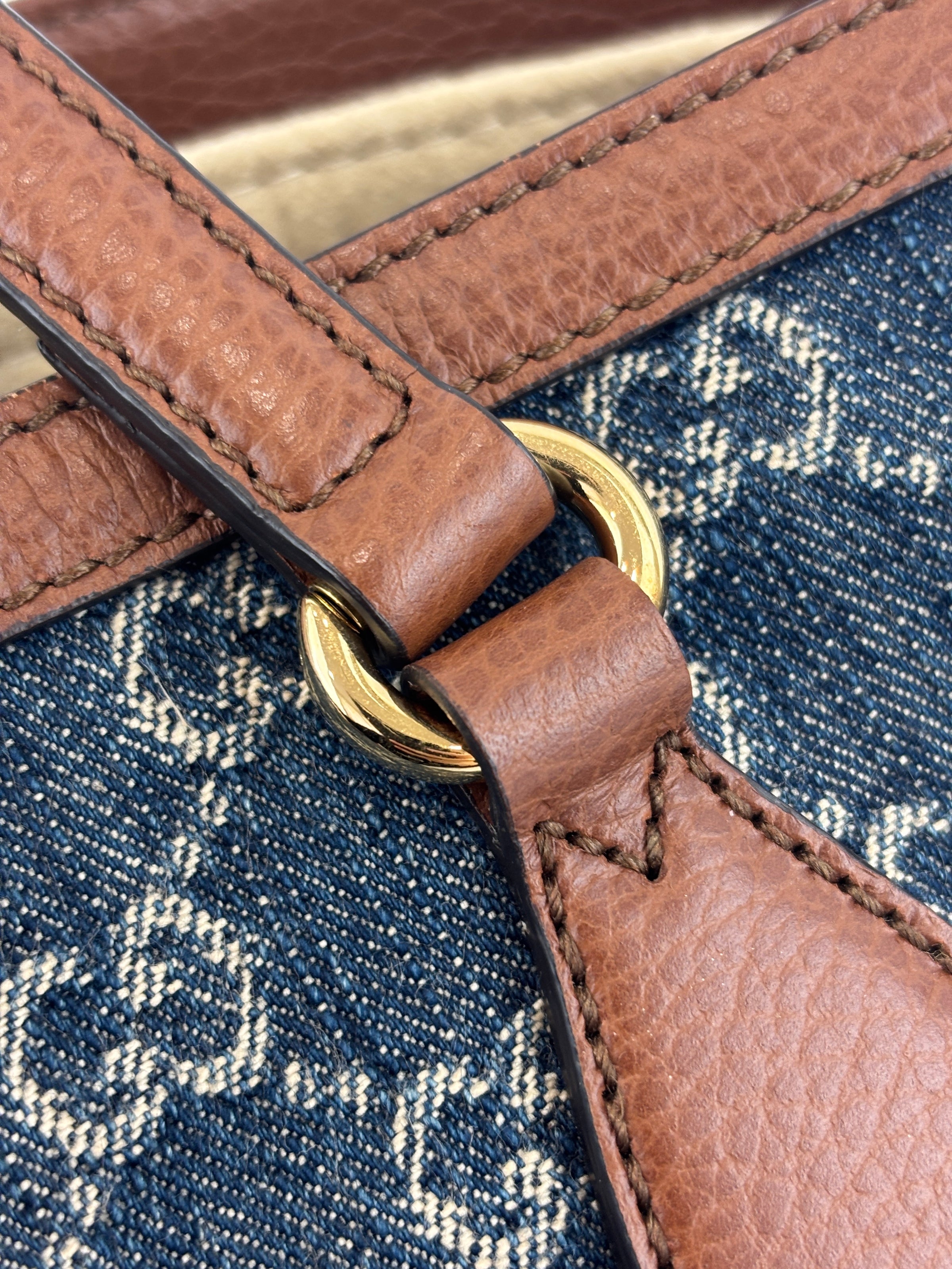 Ophidia GG Medium Tote in Blue Denim
