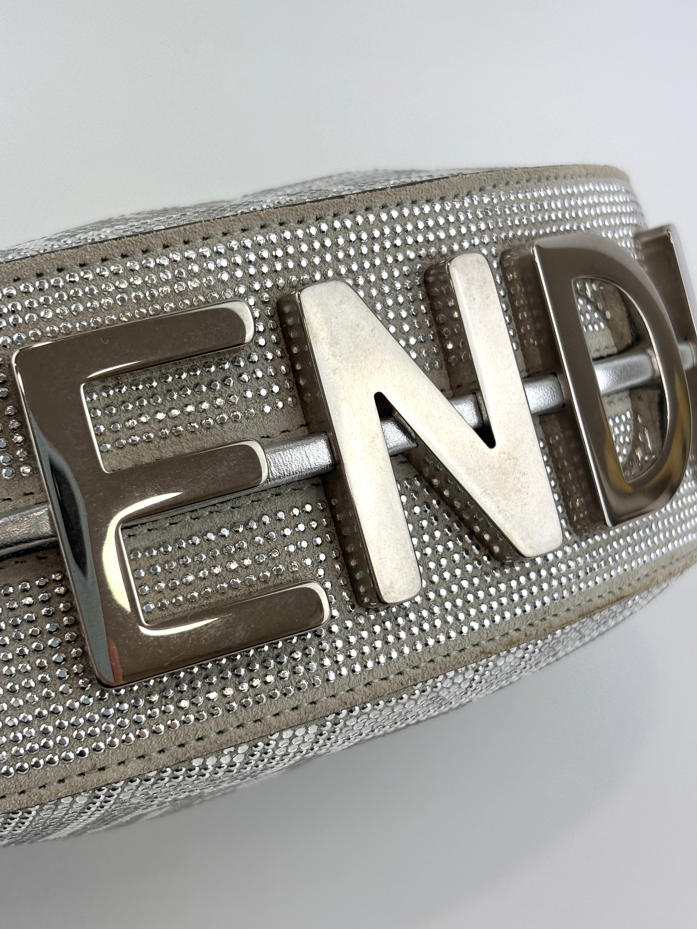 Mini Fendigraphy Crystal FF/Vitello Laminato Suede