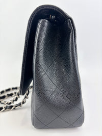 Classic Jumbo Single Flap Black Caviar SHW