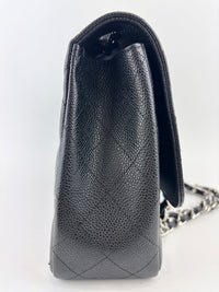Classic Jumbo Single Flap Black Caviar SHW