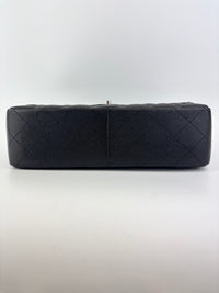 Classic Jumbo Single Flap Black Caviar SHW