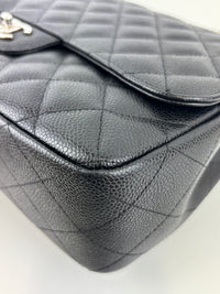 Classic Jumbo Single Flap Black Caviar SHW