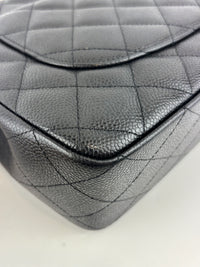 Classic Jumbo Single Flap Black Caviar SHW