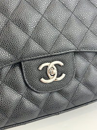 Classic Jumbo Single Flap Black Caviar SHW