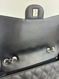 Classic Jumbo Single Flap Black Caviar SHW