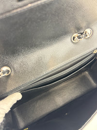 Classic Jumbo Single Flap Black Caviar SHW