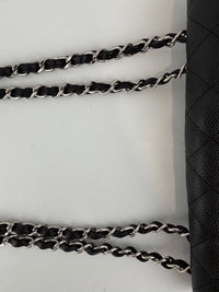 Classic Jumbo Single Flap Black Caviar SHW