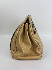 Aged Calfskin Gold Quilted Large Just Mademoiselle Bowling Bag