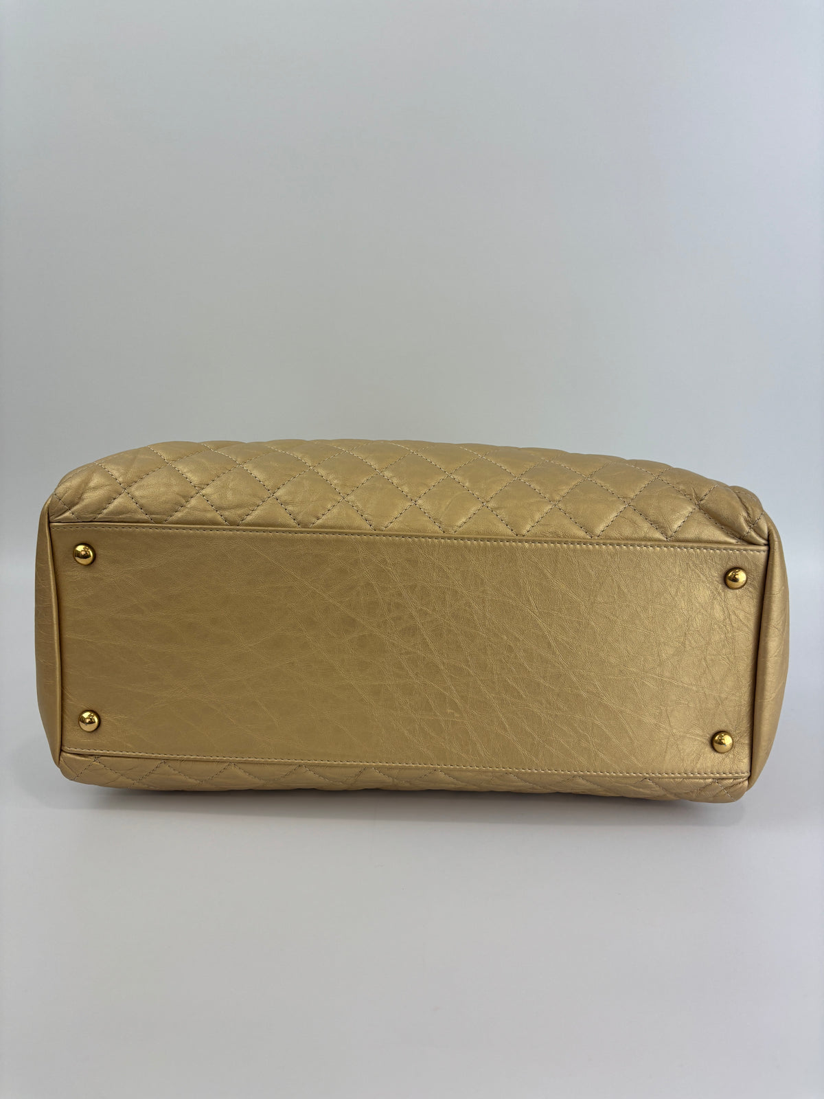 Aged Calfskin Gold Quilted Large Just Mademoiselle Bowling Bag