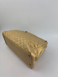 Aged Calfskin Gold Quilted Large Just Mademoiselle Bowling Bag