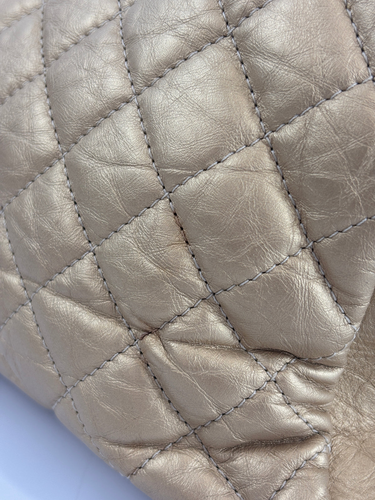 Aged Calfskin Gold Quilted Large Just Mademoiselle Bowling Bag