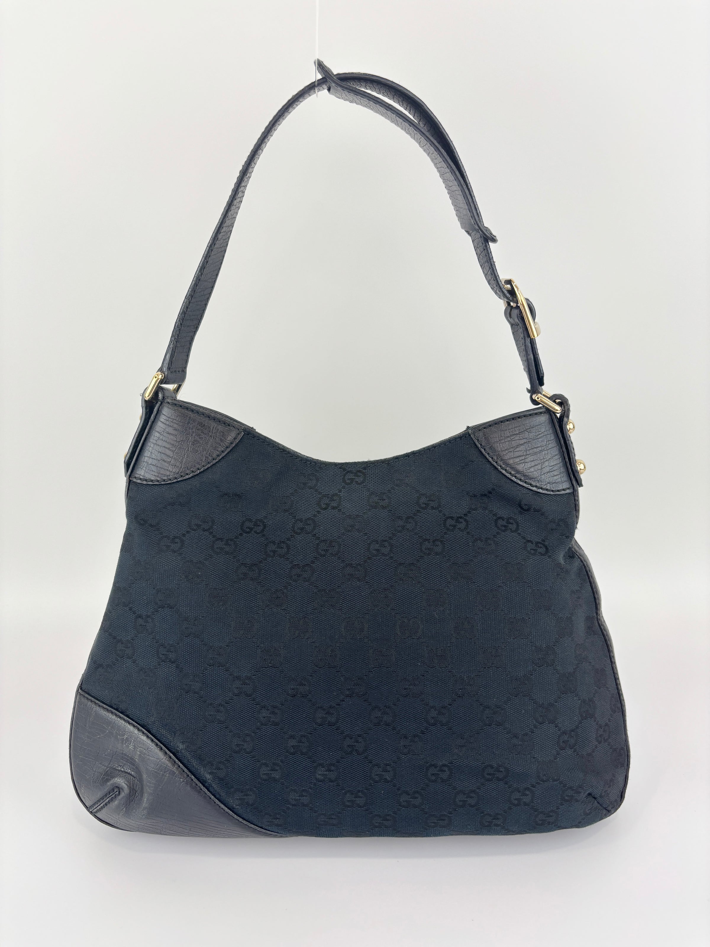 Web Horsebit GG Canvas Shoulder Bag Black