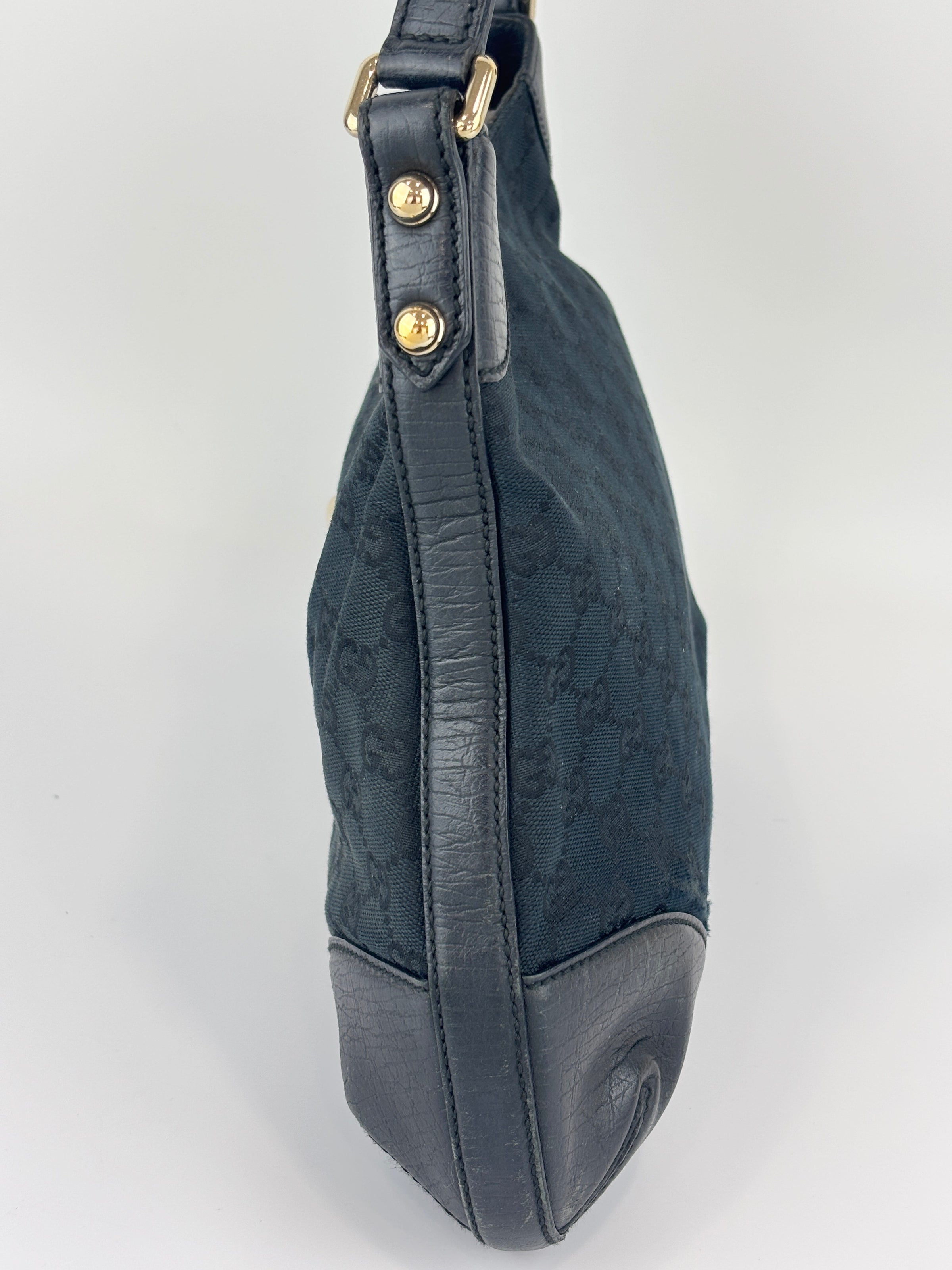 Web Horsebit GG Canvas Shoulder Bag Black