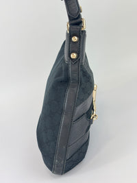Web Horsebit GG Canvas Shoulder Bag Black