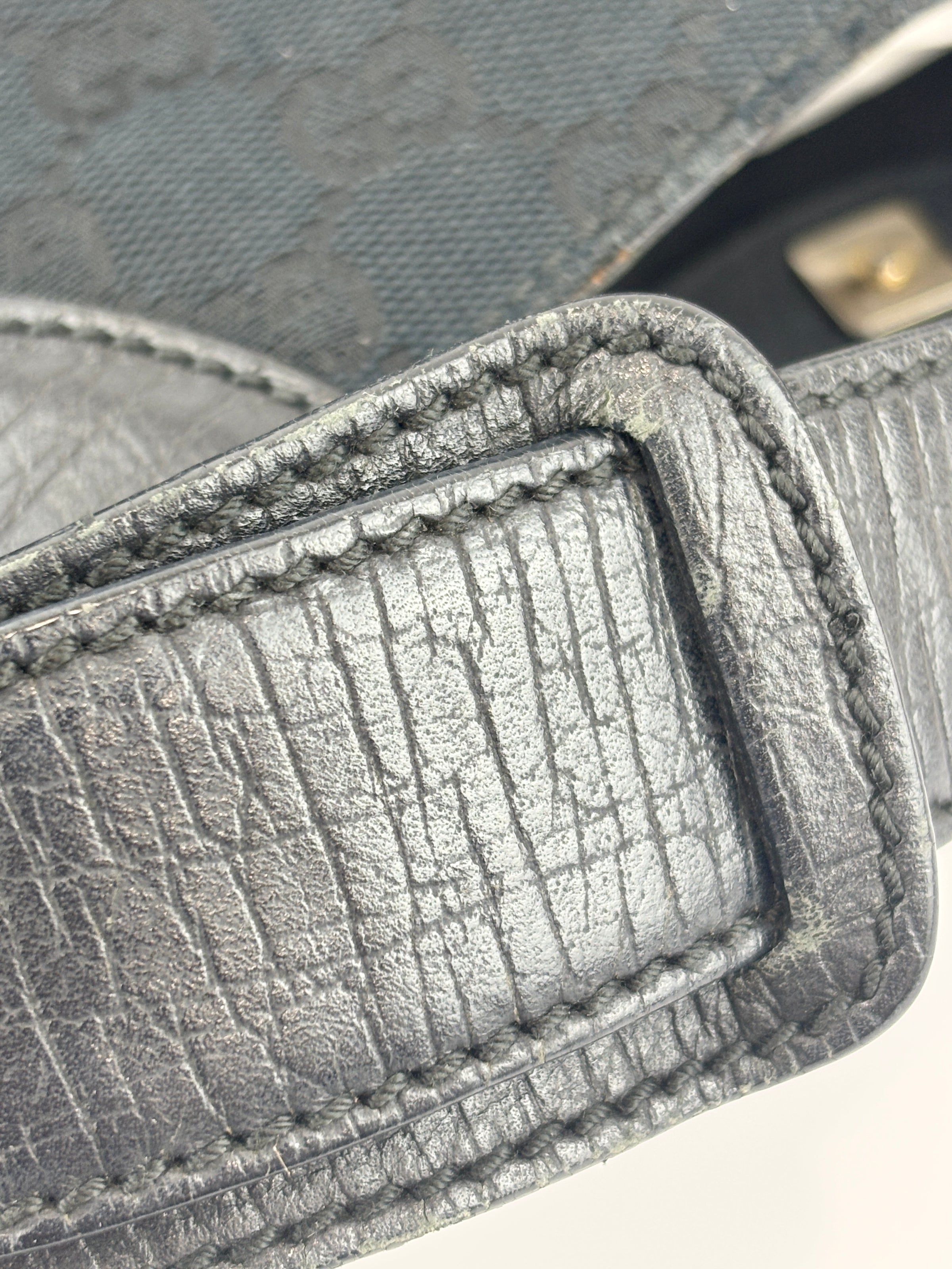 Web Horsebit GG Canvas Shoulder Bag Black