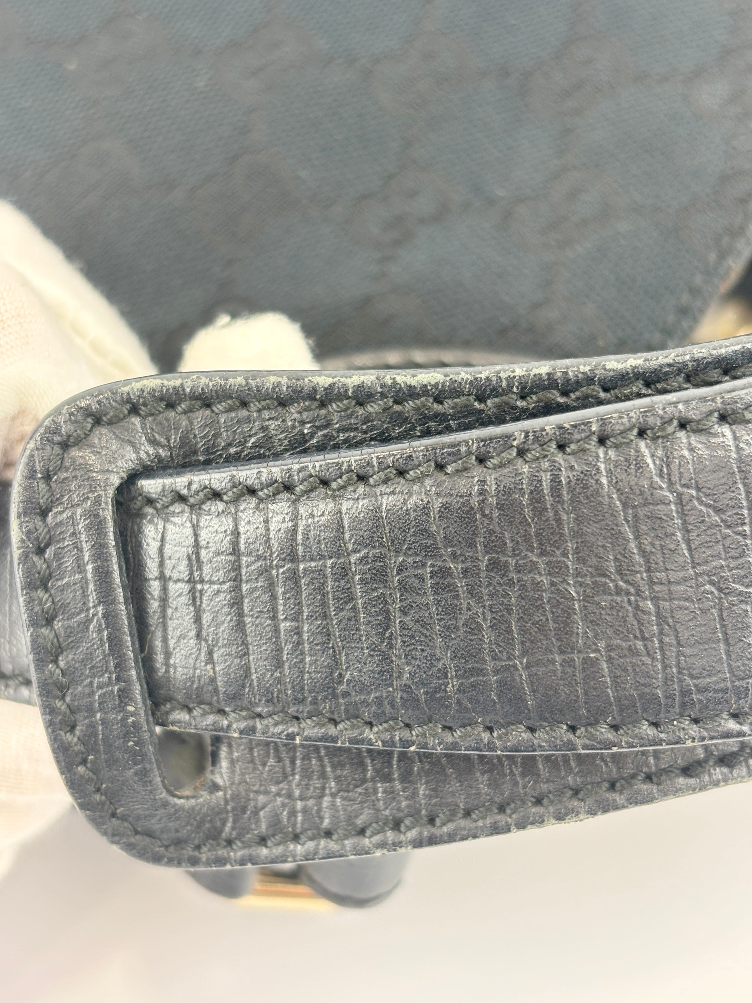 Web Horsebit GG Canvas Shoulder Bag Black