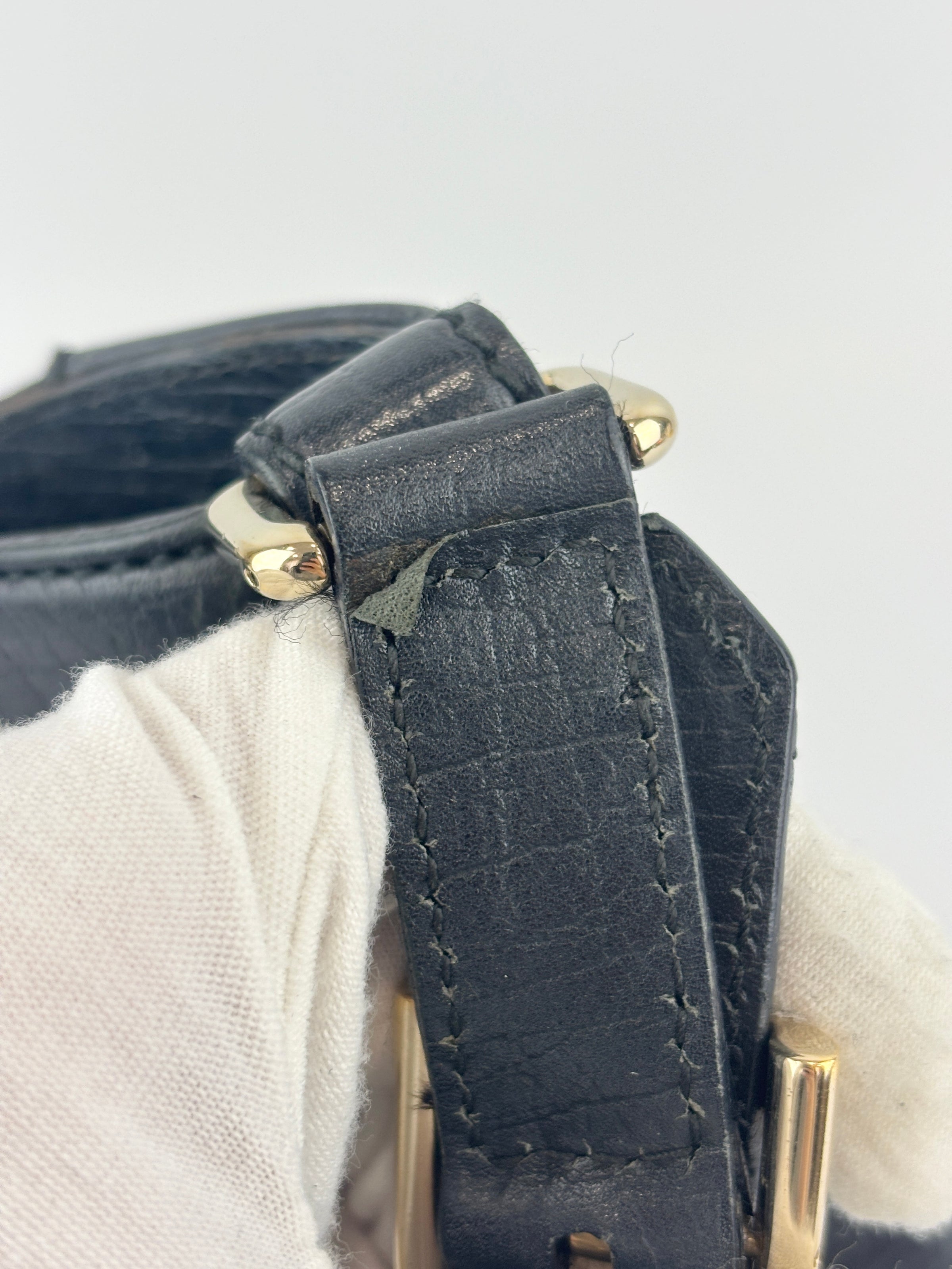 Web Horsebit GG Canvas Shoulder Bag Black