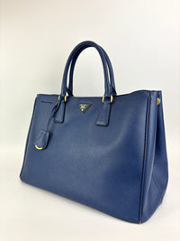 BN1844 Blue Saffiano Lux Leather Large Tote Bag - Glampot