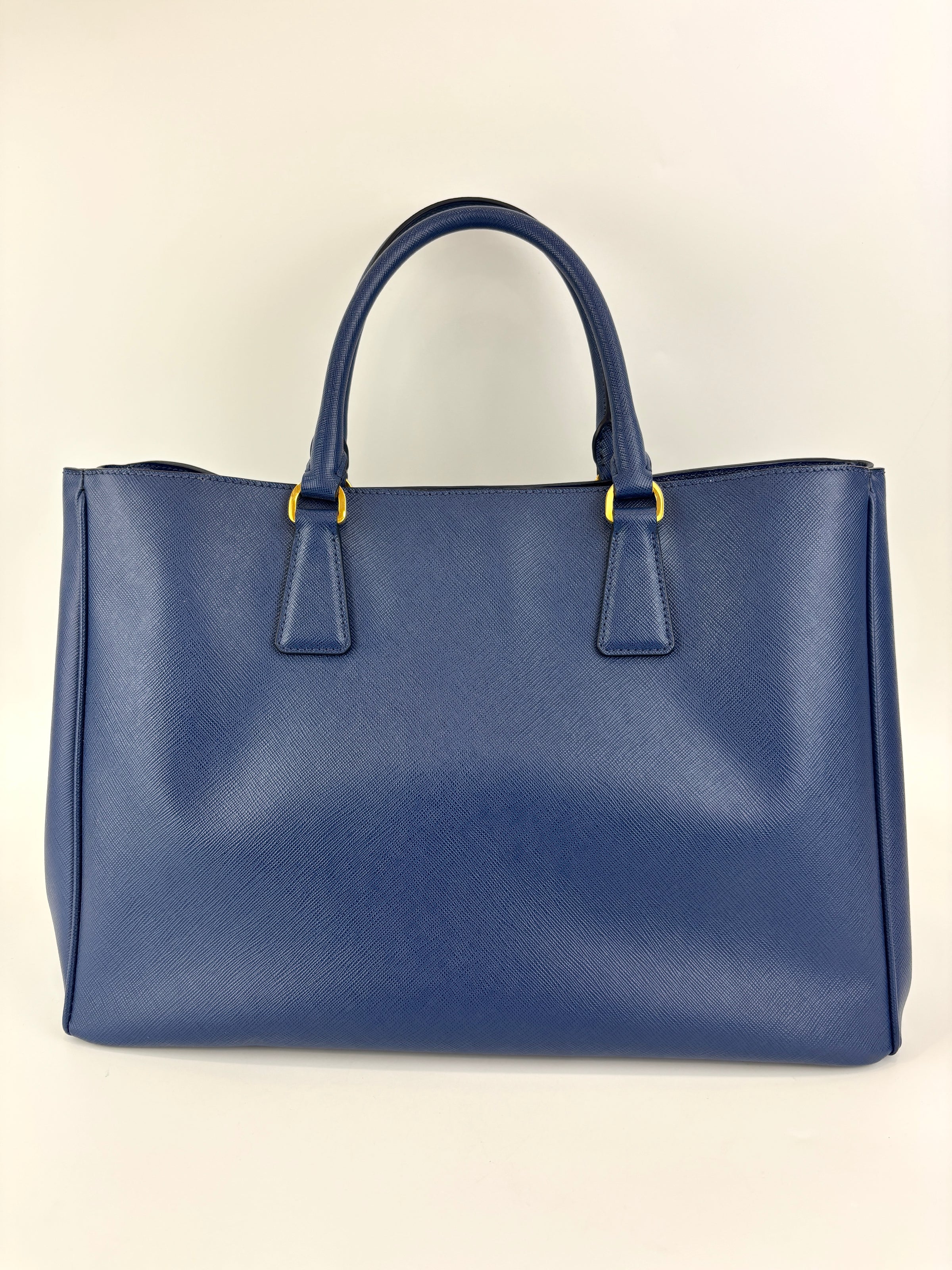 BN1844 Blue Saffiano Lux Leather Large Tote Bag - Glampot