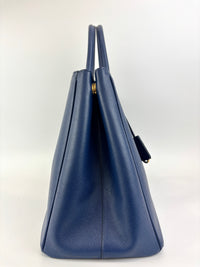 BN1844 Blue Saffiano Lux Leather Large Tote Bag - Glampot