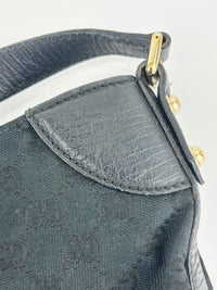 Web Horsebit GG Canvas Shoulder Bag Black