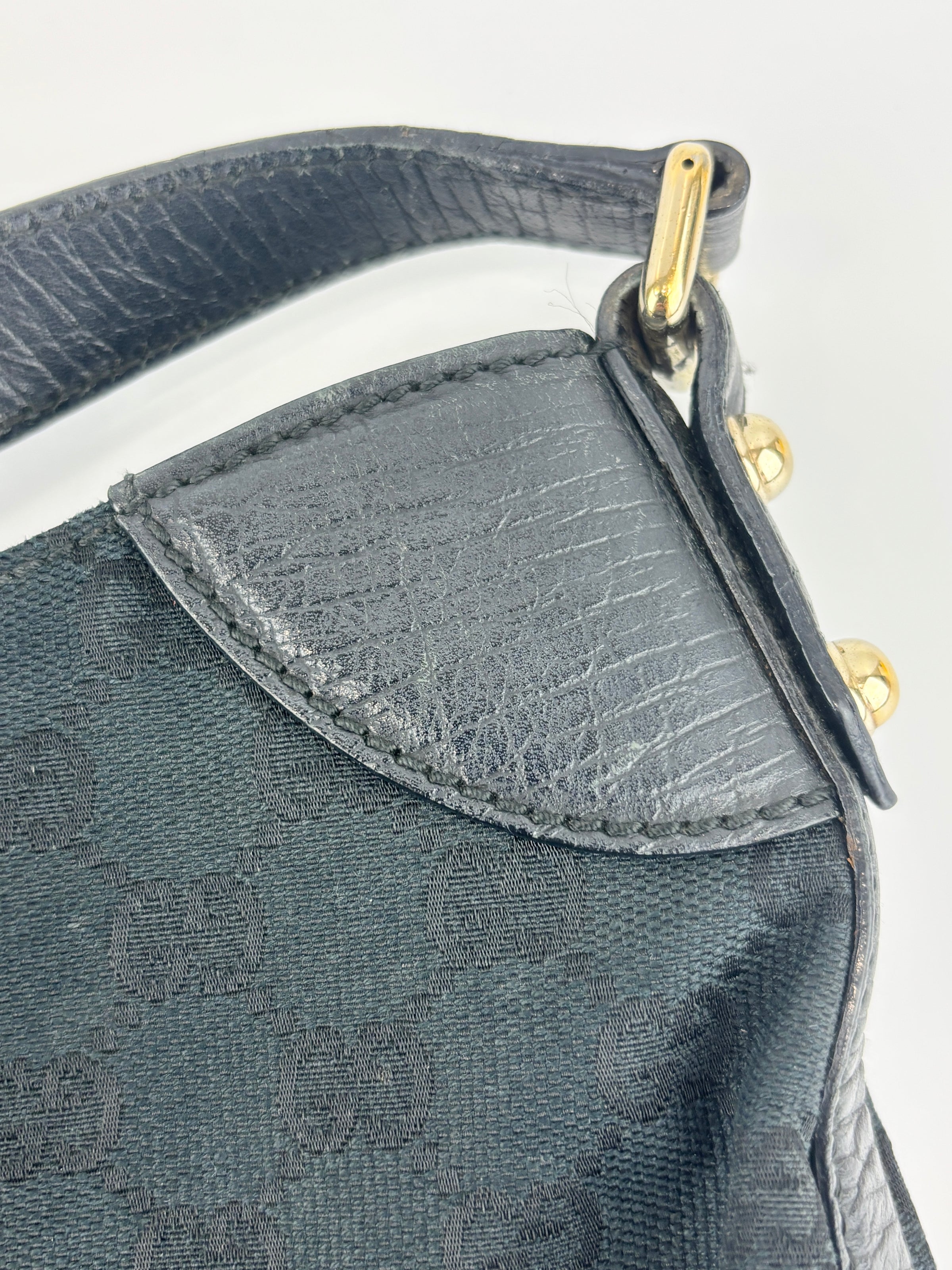 Web Horsebit GG Canvas Shoulder Bag Black