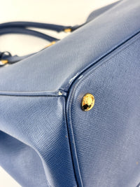 BN1844 Blue Saffiano Lux Leather Large Tote Bag - Glampot