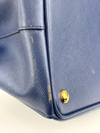 BN1844 Blue Saffiano Lux Leather Large Tote Bag - Glampot