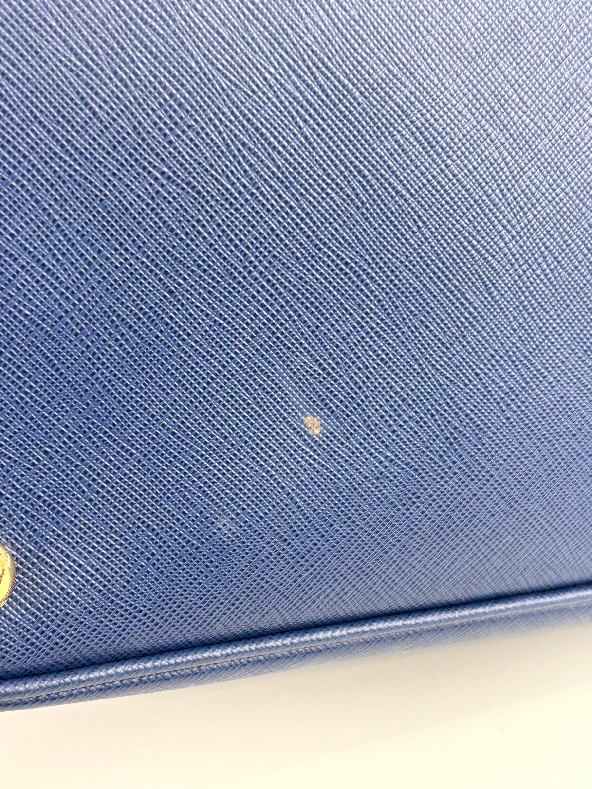 BN1844 Blue Saffiano Lux Leather Large Tote Bag - Glampot