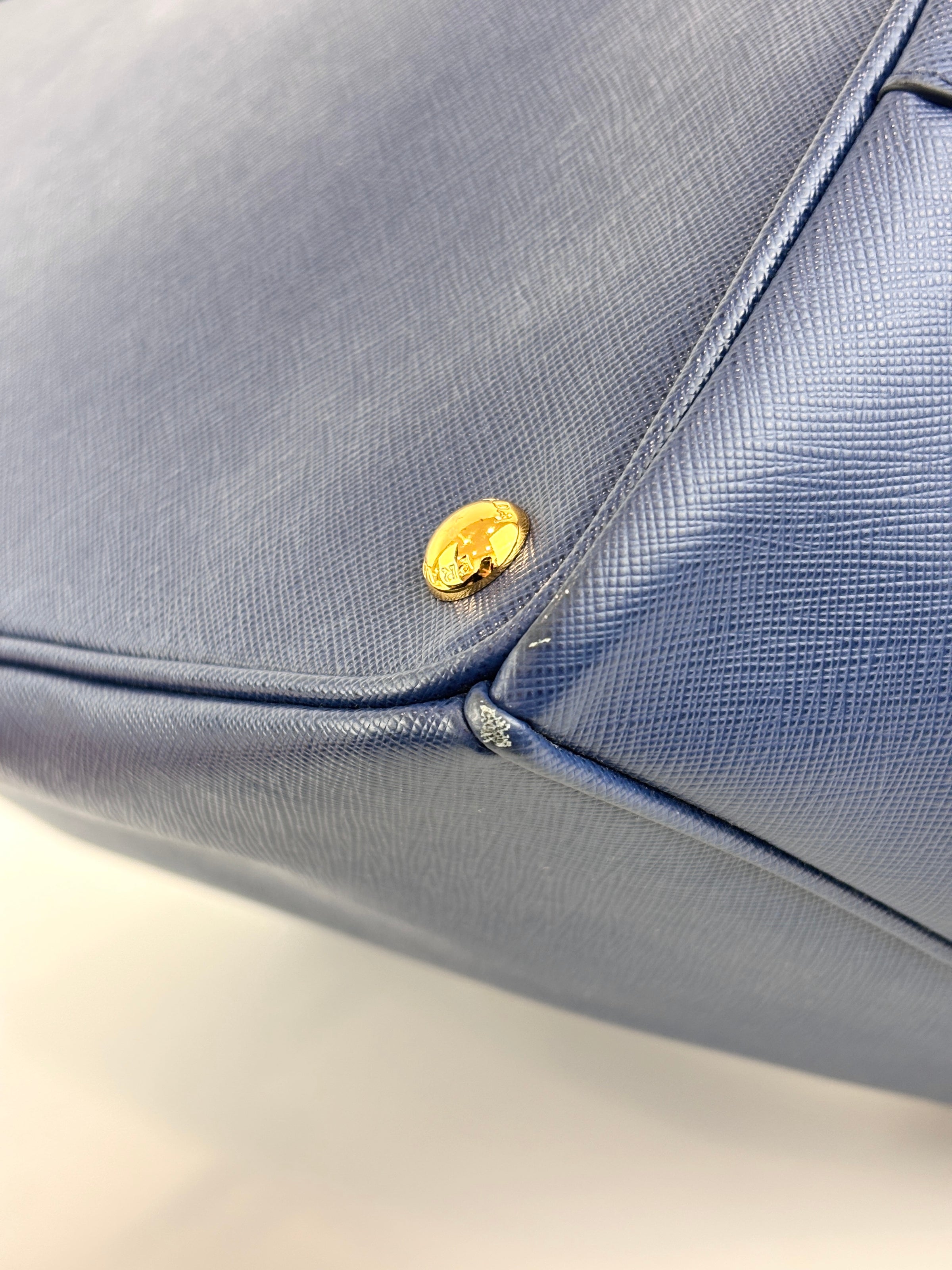 BN1844 Blue Saffiano Lux Leather Large Tote Bag - Glampot