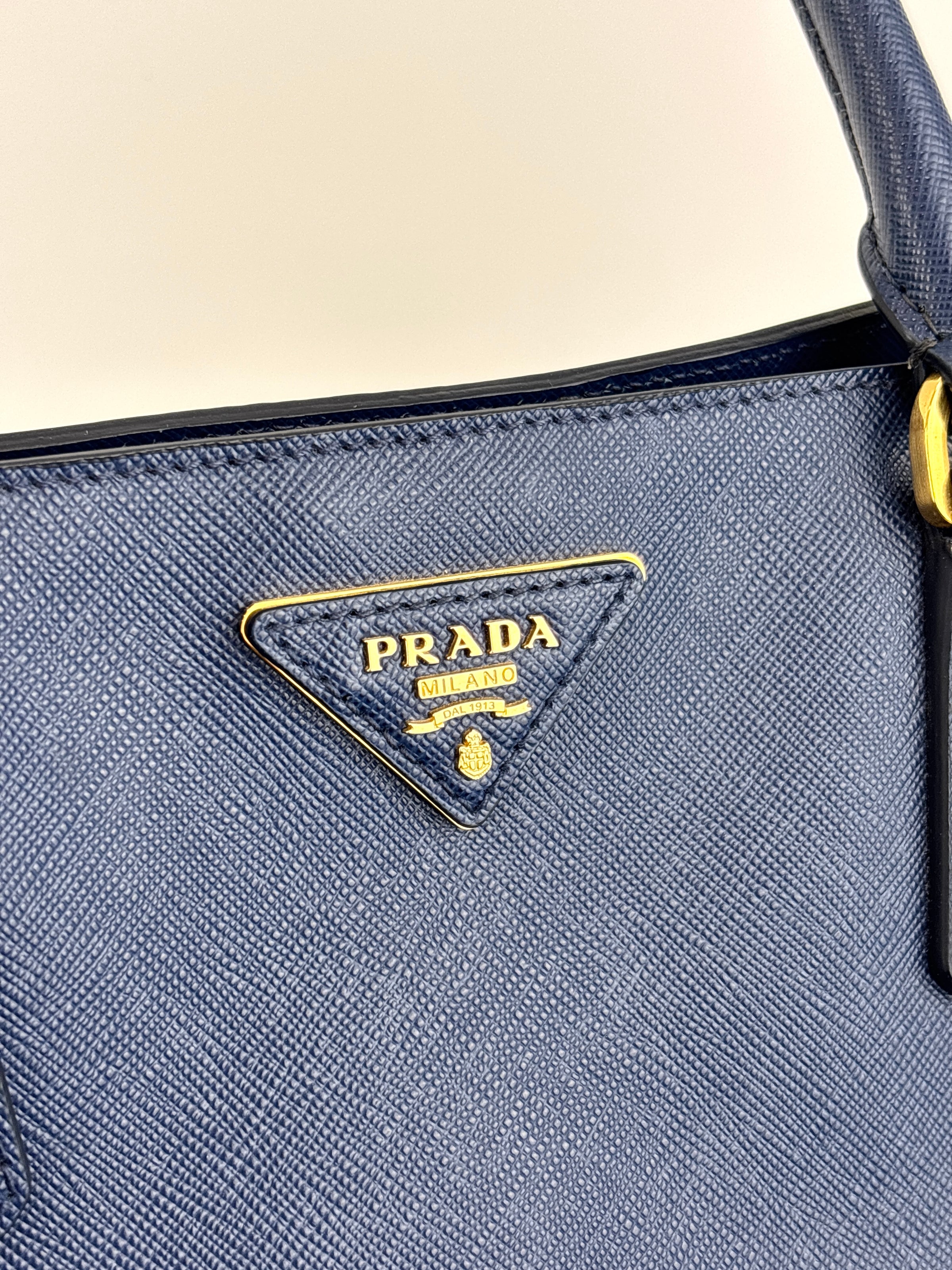 BN1844 Blue Saffiano Lux Leather Large Tote Bag - Glampot