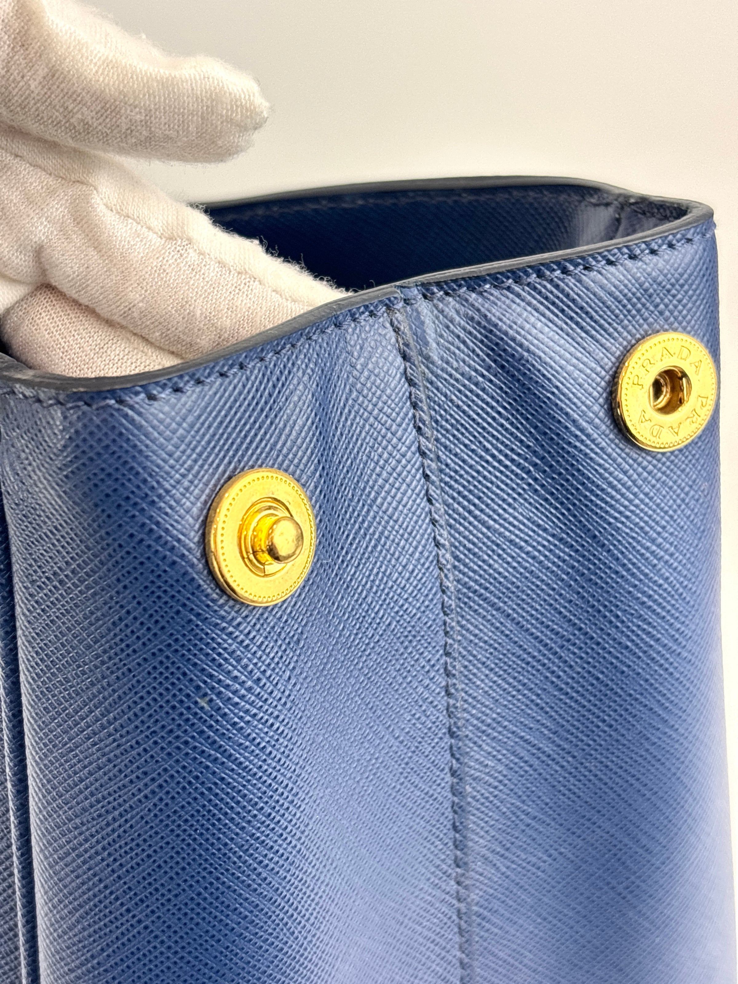 BN1844 Blue Saffiano Lux Leather Large Tote Bag - Glampot