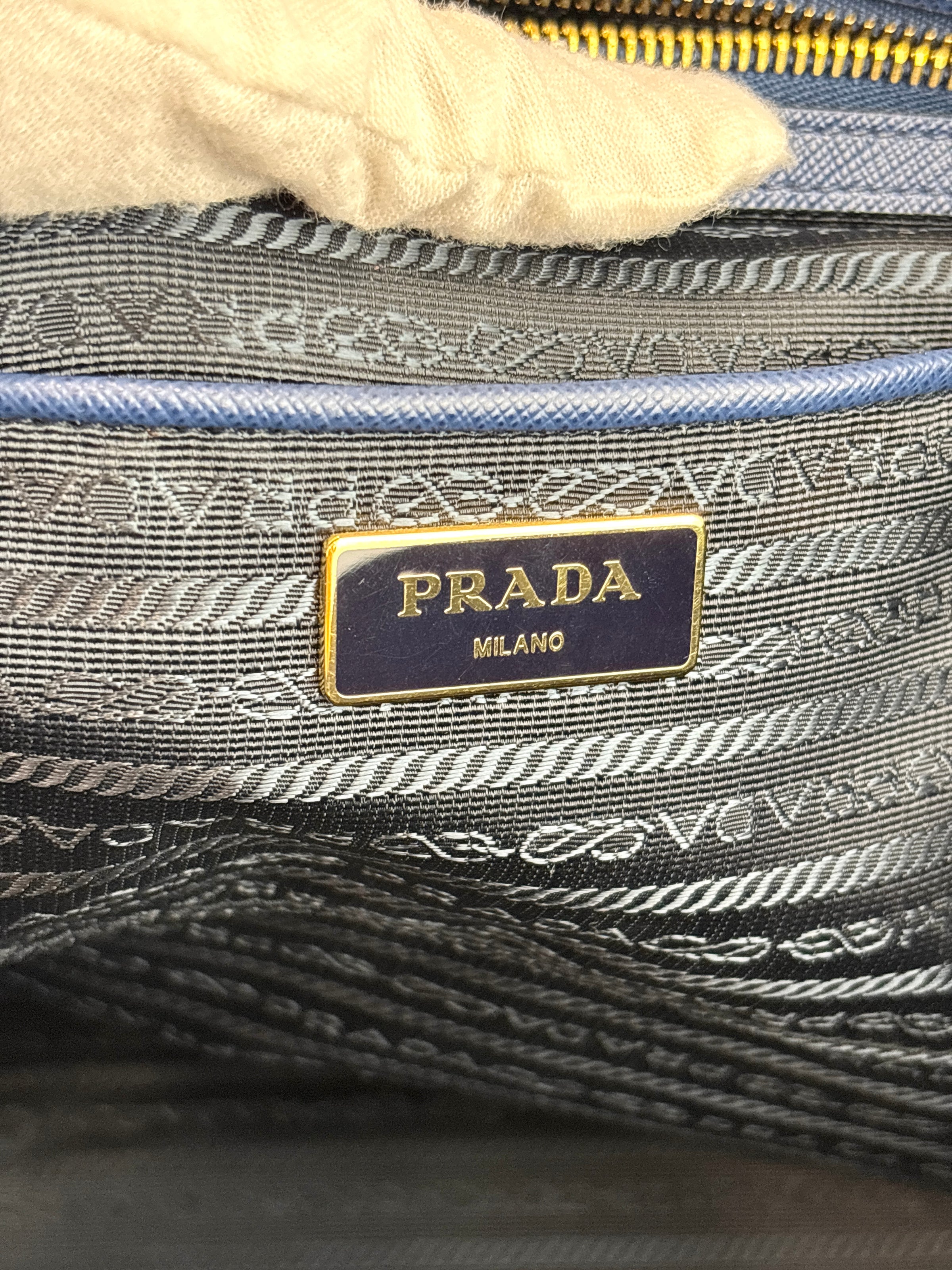 BN1844 Blue Saffiano Lux Leather Large Tote Bag - Glampot