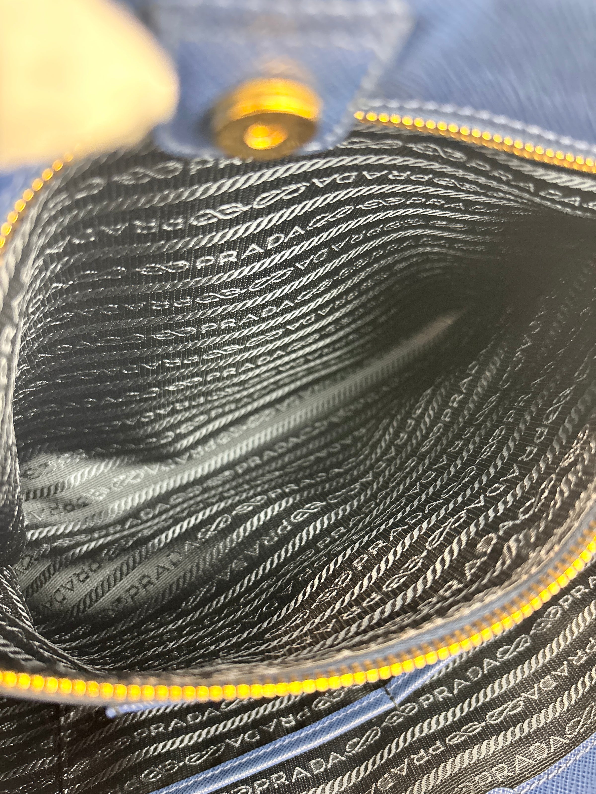 BN1844 Blue Saffiano Lux Leather Large Tote Bag - Glampot