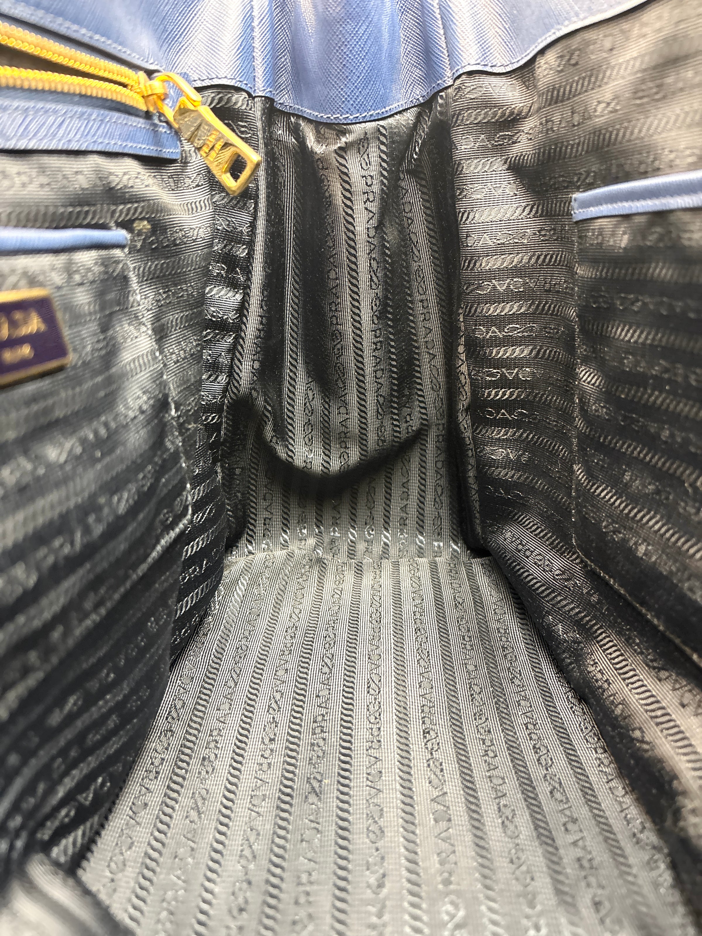 BN1844 Blue Saffiano Lux Leather Large Tote Bag - Glampot