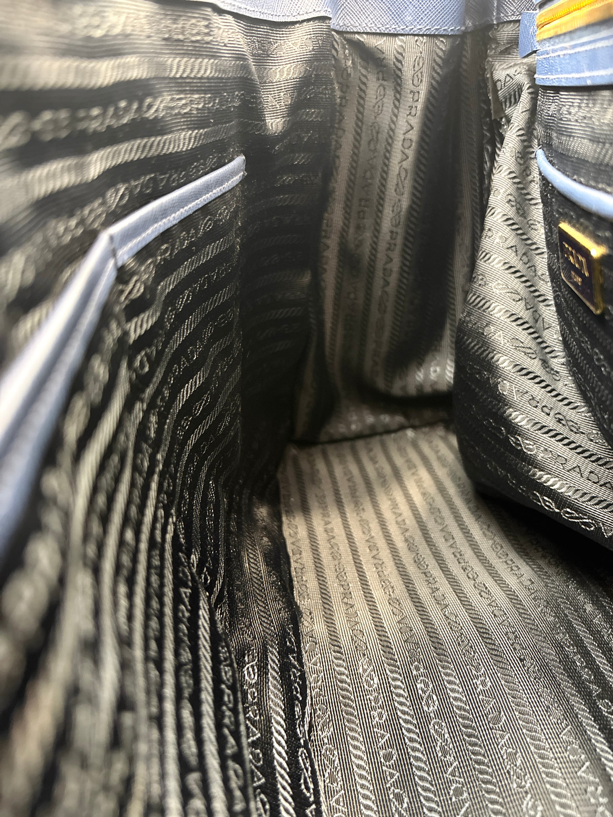 BN1844 Blue Saffiano Lux Leather Large Tote Bag - Glampot