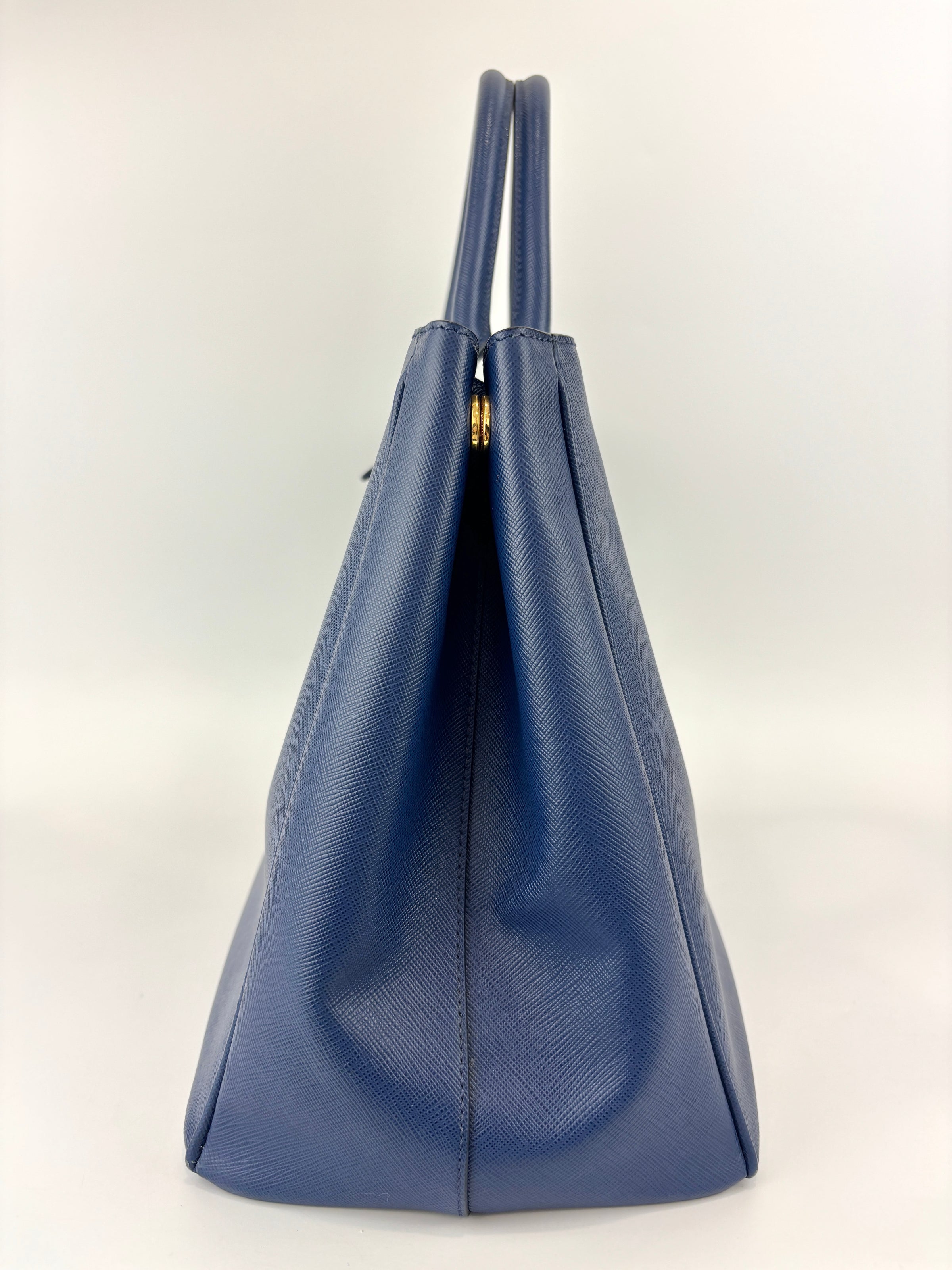 BN1844 Blue Saffiano Lux Leather Large Tote Bag - Glampot