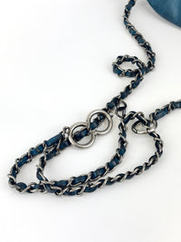 A50481 Blue Iridescent Calfskin Leather Glint Crossbody Bag (2011) - Glampot