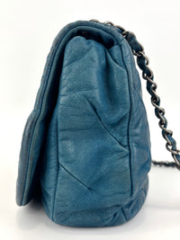 A50481 Blue Iridescent Calfskin Leather Glint Crossbody Bag (2011) - Glampot
