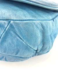 A50481 Blue Iridescent Calfskin Leather Glint Crossbody Bag (2011) - Glampot